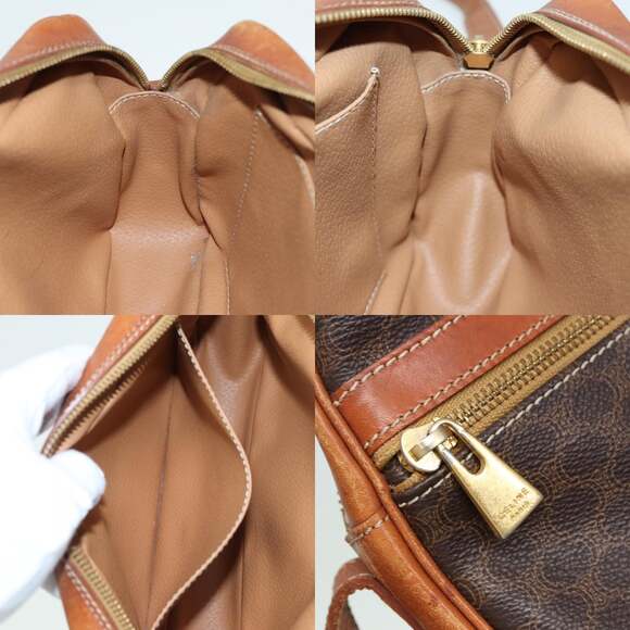 CELINE Macadam Canvas Shoulder Bag Pvc Leather Brown - Picture 12 of 13